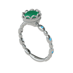 Kamina Yüzük - Kök zümrüt ve akuamarin 18 ayar beyaz altın yüzük #1byos2h