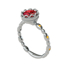 Kamina Yüzük - Garnet ve sitrin 8 ayar beyaz altın yüzük #1dw3q1v