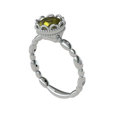 Kamina Yüzük - Peridot ve pırlanta 14 ayar beyaz altın yüzük (0.054 karat) #1ezi684