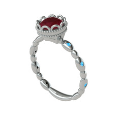 Kamina Yüzük - Kök yakut ve akuamarin 8 ayar beyaz altın yüzük #1f0dvv5