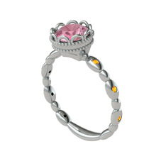 Kamina Yüzük - Pembe kuvars ve sitrin 925 ayar gümüş yüzük #1h9liri