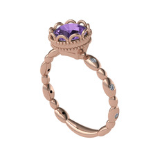 Kamina Yüzük - Ametist ve swarovski 8 ayar rose altın yüzük #1hkkv7l