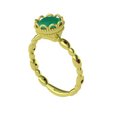 Kamina Yüzük - Kök zümrüt ve dumanlı kuvars 8 ayar altın yüzük #1jz265x