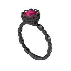Kamina Yüzük - Rodolit garnet ve swarovski 925 ayar siyah rodyum kaplama gümüş yüzük #1kqwytm