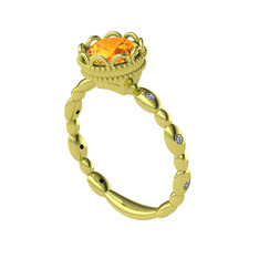 Kamina Yüzük - Sitrin ve pırlanta 925 ayar altın kaplama gümüş yüzük (0.054 karat) #1mlxlrn