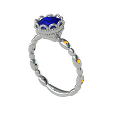 Lab safir ve sitrin 14 ayar beyaz altın yüzük