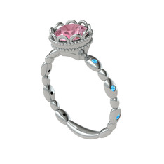 Kamina Yüzük - Pembe kuvars ve akuamarin 925 ayar gümüş yüzük #1o76n8o