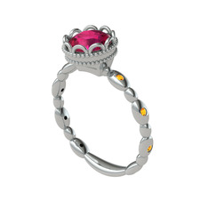 Kamina Yüzük - Rodolit garnet ve sitrin 8 ayar beyaz altın yüzük #1ornsy1