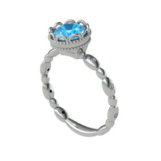 Kamina Yüzük - Akuamarin ve pırlanta 925 ayar gümüş yüzük (0.054 karat) #1riqy5n