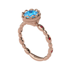 Kamina Yüzük - Akuamarin ve garnet 925 ayar rose altın kaplama gümüş yüzük #1rxbbyj
