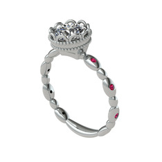 Swarovski ve rodolit garnet 18 ayar beyaz altın yüzük