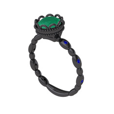 Kamina Yüzük - Kök zümrüt ve lab safir 925 ayar siyah rodyum kaplama gümüş yüzük #1utq5u