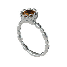 Kamina Yüzük - Dumanlı kuvars ve swarovski 18 ayar beyaz altın yüzük #1w2fxcq