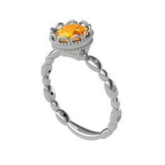 Sitrin ve pırlanta 18 ayar beyaz altın yüzük (0.054 karat)