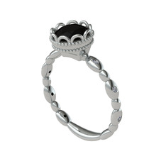 Kamina Yüzük - Siyah zirkon ve pırlanta 18 ayar beyaz altın yüzük (0.054 karat) #1wxxjn4