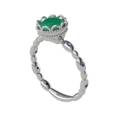 Kamina Yüzük - Kök zümrüt ve ametist 8 ayar beyaz altın yüzük #1xzv3yc