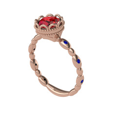 Garnet ve lab safir 925 ayar rose altın kaplama gümüş yüzük
