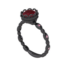 Kamina Yüzük - Kök yakut ve pembe kuvars 925 ayar siyah rodyum kaplama gümüş yüzük #2jqv0a