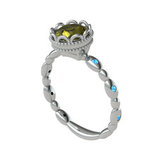 Kamina Yüzük - Peridot ve akuamarin 18 ayar beyaz altın yüzük #2q7xx1