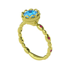 Kamina Yüzük - Akuamarin ve rodolit garnet 8 ayar altın yüzük #4m48c5