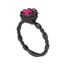 Kamina Yüzük - Rodolit garnet ve peridot 925 ayar siyah rodyum kaplama gümüş yüzük #5f1dql