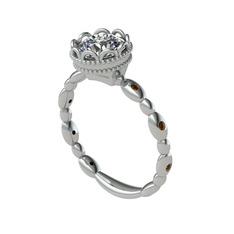 Kamina Yüzük - Swarovski ve dumanlı kuvars 18 ayar beyaz altın yüzük #8ac884