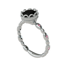 Kamina Yüzük - Siyah zirkon ve pembe kuvars 925 ayar gümüş yüzük #8mzu3x