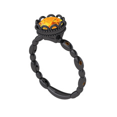 Kamina Yüzük - Sitrin ve dumanlı kuvars 925 ayar siyah rodyum kaplama gümüş yüzük #9zyr1w