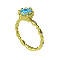 Kamina Yüzük - Akuamarin ve ametist 14 ayar altın yüzük #akx2cd