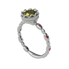 Peridot ve garnet 18 ayar beyaz altın yüzük
