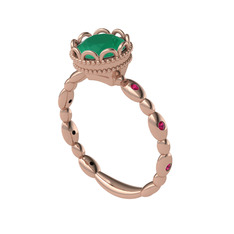 Kök zümrüt ve rodolit garnet 8 ayar rose altın yüzük