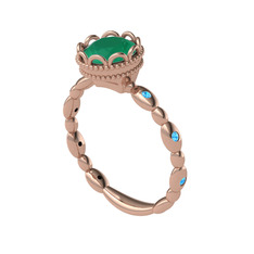 Kamina Yüzük - Kök zümrüt ve akuamarin 14 ayar rose altın yüzük #ijhyd1