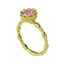 Kamina Yüzük - Pembe kuvars 8 ayar altın yüzük #klqejd