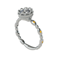 Kamina Yüzük - Swarovski ve sitrin 8 ayar beyaz altın yüzük #lfvla1