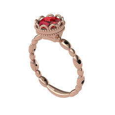 Garnet ve siyah zirkon 8 ayar rose altın yüzük