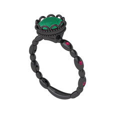 Kök zümrüt ve rodolit garnet 925 ayar siyah rodyum kaplama gümüş yüzük