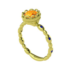 Sitrin ve lab safir 14 ayar altın yüzük