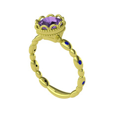 Ametist ve lab safir 14 ayar altın yüzük