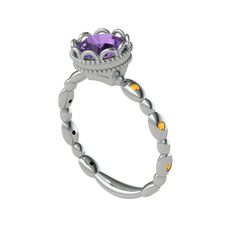 Kamina Yüzük - Ametist ve sitrin 18 ayar beyaz altın yüzük #u92n2o