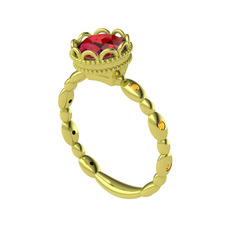 Kamina Yüzük - Garnet ve sitrin 925 ayar altın kaplama gümüş yüzük #vix9hx