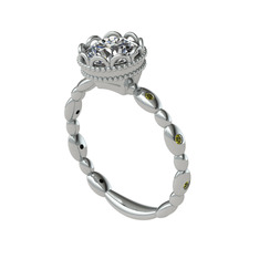 Beyaz zirkon ve peridot 18 ayar beyaz altın yüzük