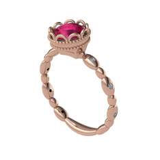 Rodolit garnet ve pırlanta 14 ayar rose altın yüzük (0.054 karat)