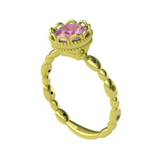 Pembe kuvars ve peridot 18 ayar altın yüzük
