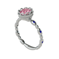Kamina Yüzük - Pembe kuvars ve lab safir 14 ayar beyaz altın yüzük #yh4cz5