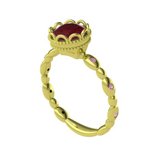 Kök yakut ve pembe kuvars 8 ayar altın yüzük