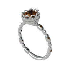 Dumanlı kuvars 18 ayar beyaz altın yüzük