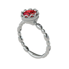 Kamina Yüzük - Garnet ve swarovski 8 ayar beyaz altın yüzük #zysj81