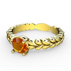 Kalpli Tektaş Yüzük - Sitrin 925 ayar altın kaplama gümüş yüzük #19xndb9
