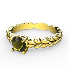 Kalpli Tektaş Yüzük - Peridot 925 ayar altın kaplama gümüş yüzük #1maepjp