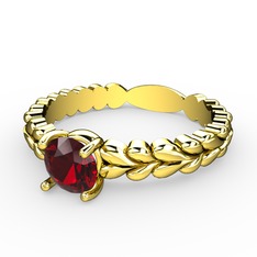 Kalpli Tektaş Yüzük - Garnet 925 ayar altın kaplama gümüş yüzük #1nokqj8
